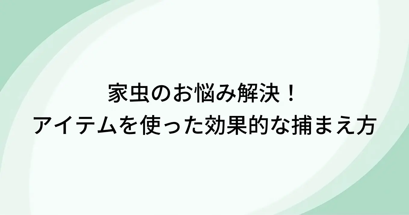 家虫のお悩み解決！アイテムを使った効果的な捕まえ方